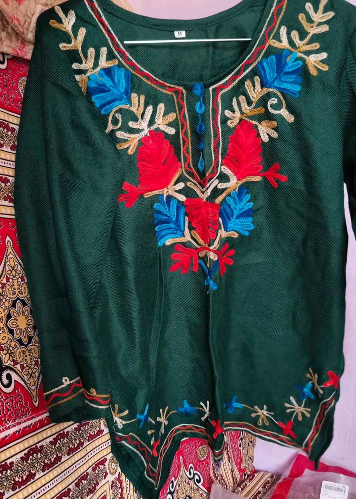 Embroidered Green Kurta