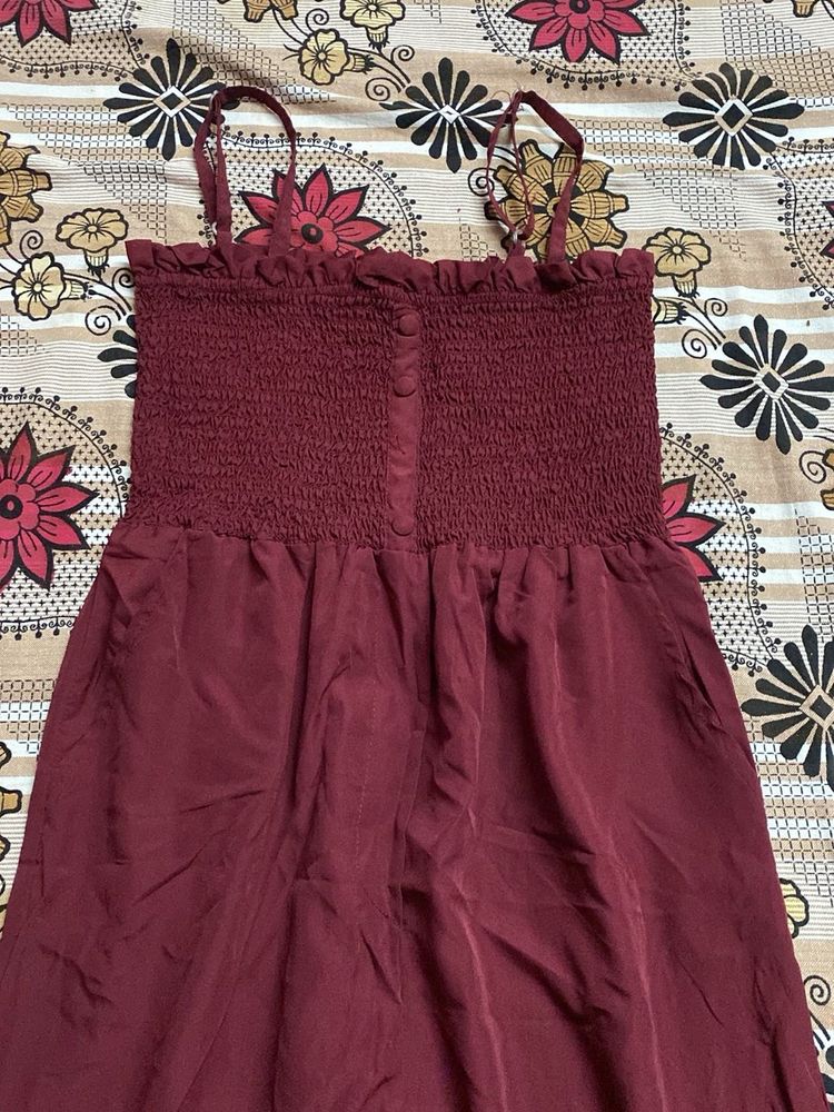 Burgundy Maroon Sleevless Jumpsuit