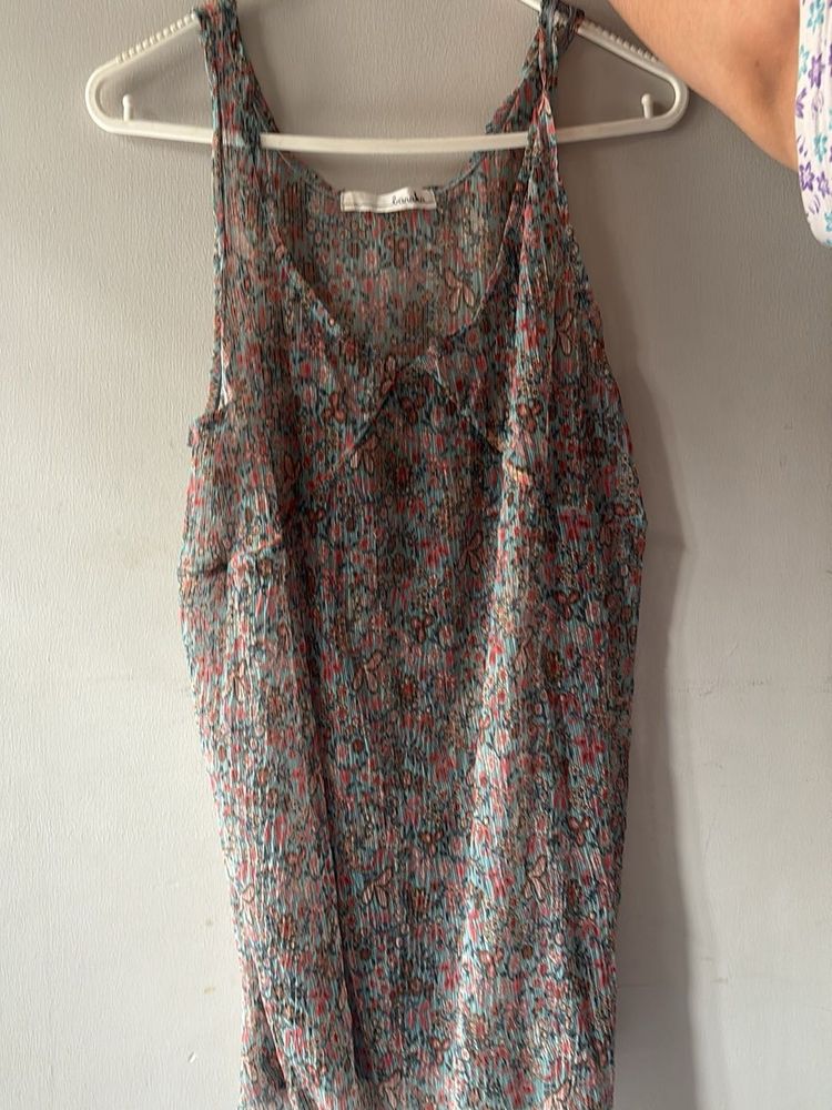 Sheer Floral Print Tank Top