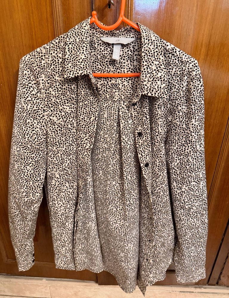 Leopard Print Long Sleeve Blouse