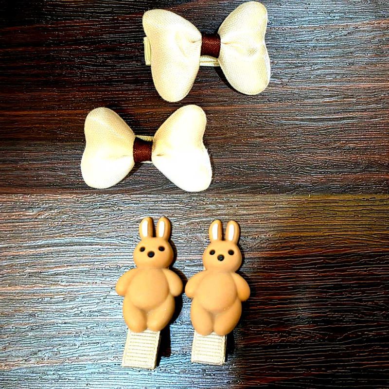 Cute Korean Hair Clips - 2 Pairs Set