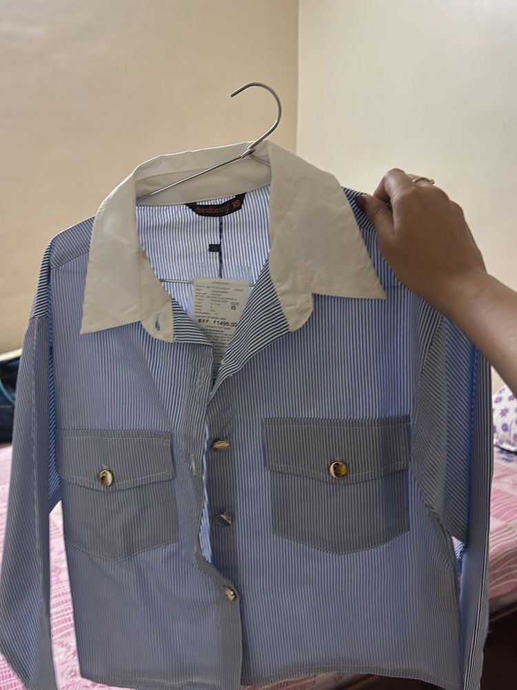 Stylish Striped Cropped Shirt
