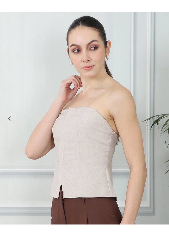 Stylish Beige Strapless Top