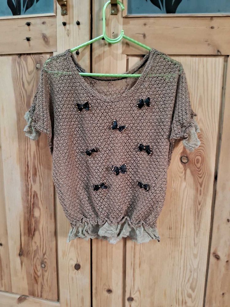 Cute Brown Top with Bows
