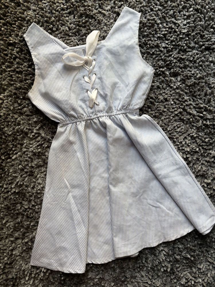 Striped Lace-Up Summer Dress