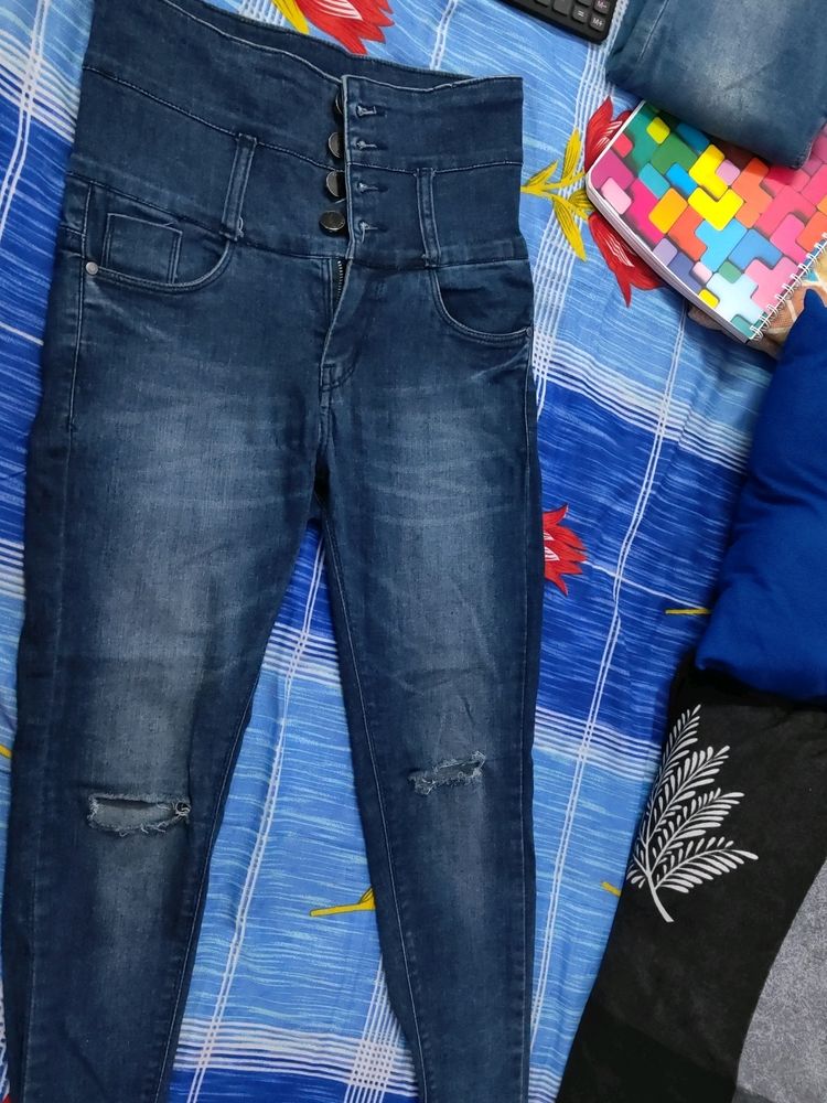 High Waisted Ripped Jeans