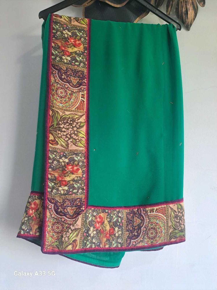 Elegant  sea Green Printed Saree with blouse