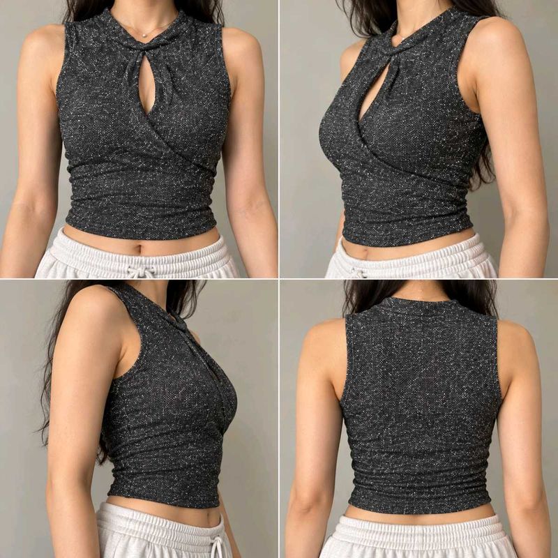 342510. Sparkly Sleeveless Crop Top
