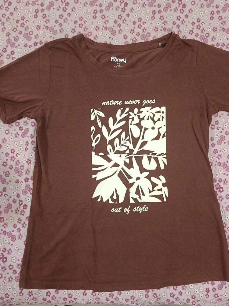 Brown "Nature" Graphic T-Shirt