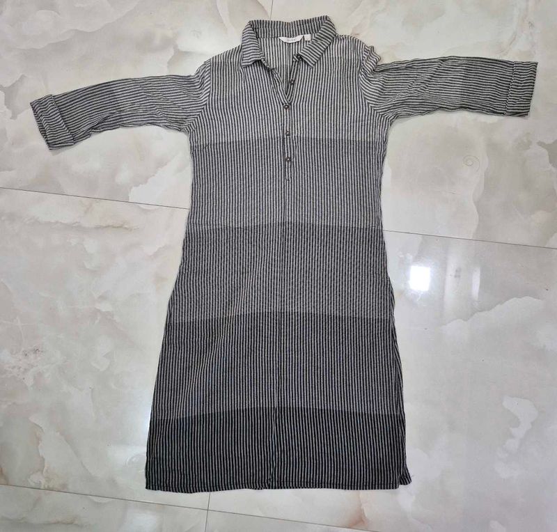 Striped Button-Up Shirt Dress
