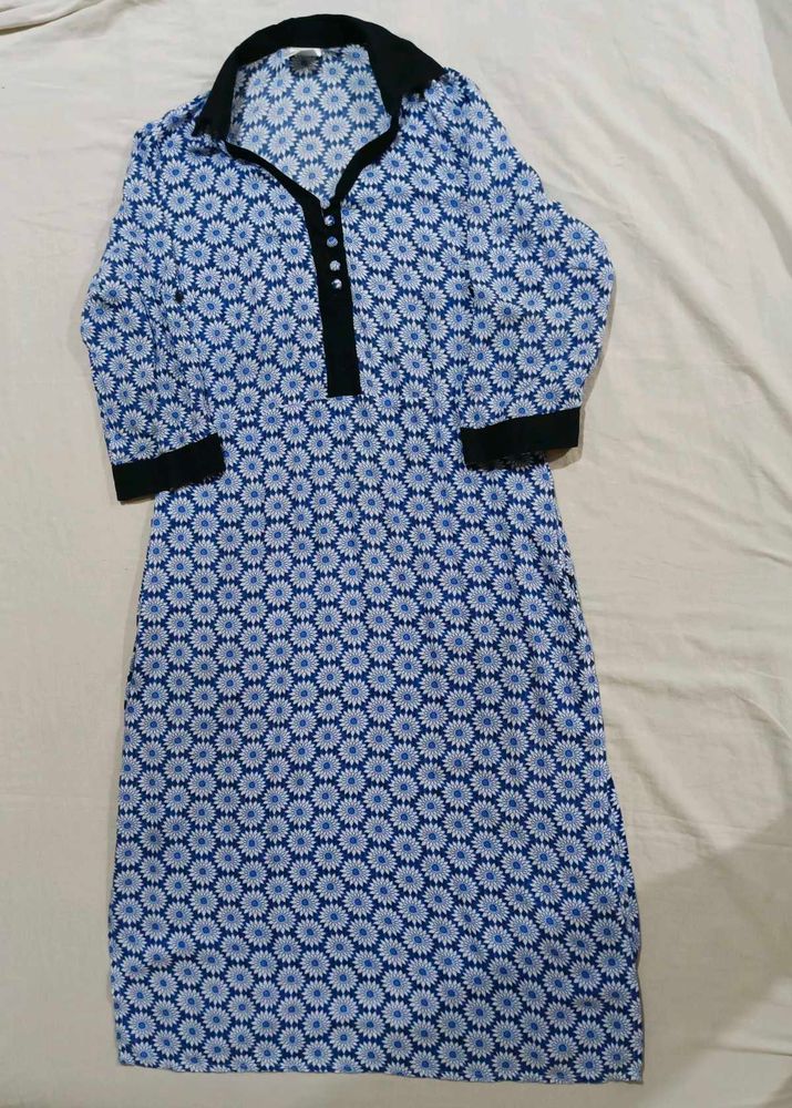 Floral Print Collar Kurta