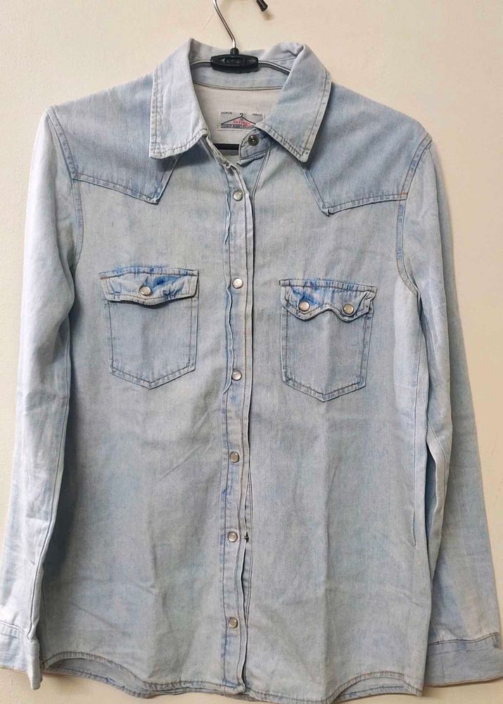 Light Blue Denim Collared Shirt