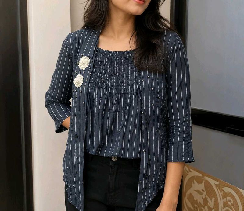 Striped top with Embellishments