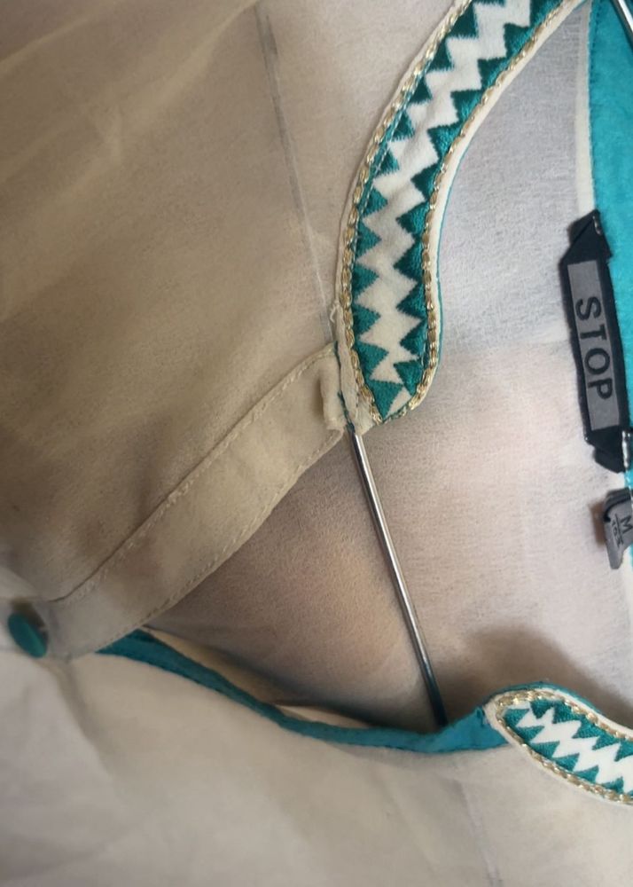Aesthetic Y2k embroidered Kurta with Teal Accents