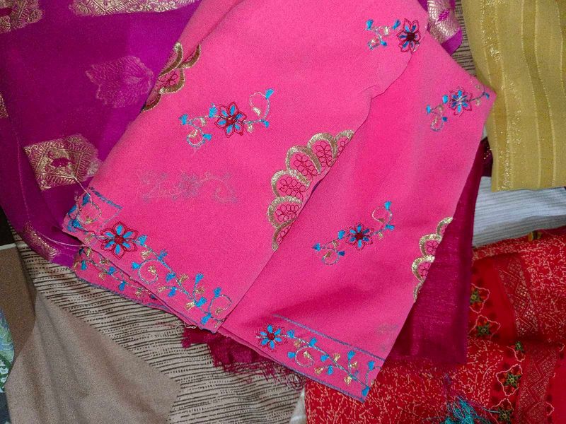Vibrant Pink Embroidered Saree
