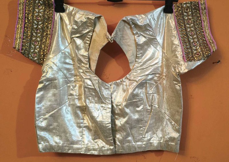 SILVER SHINY PARTYWEAR BLOUSE