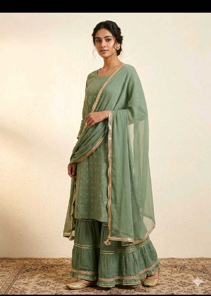 Elegant Sage Green Kurta Set with Dupatta
