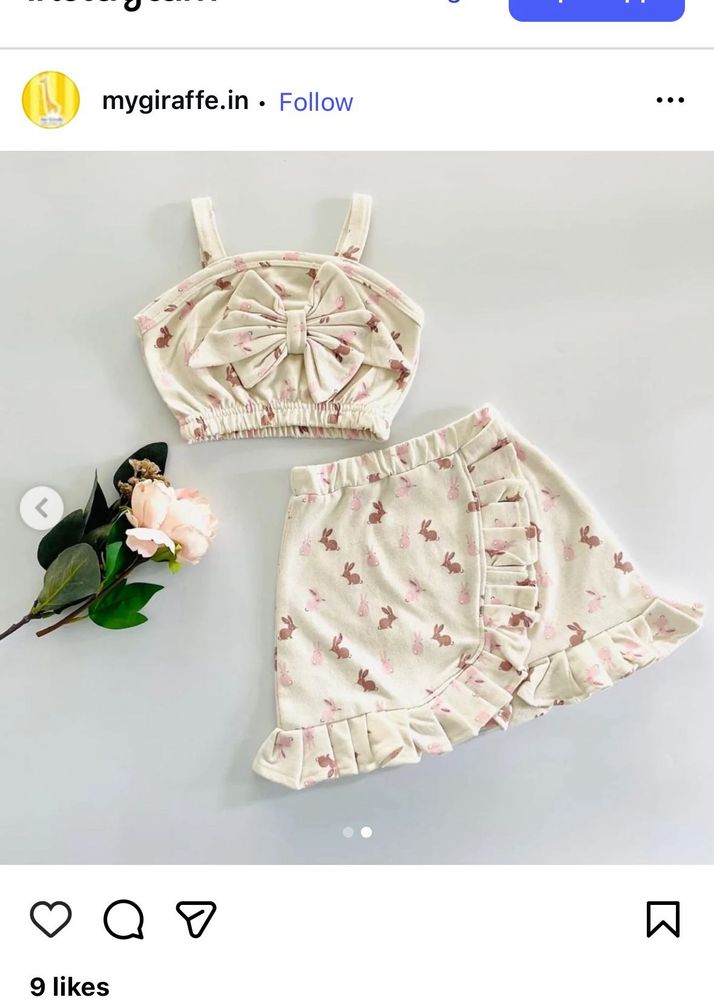 Cute Bunny Print Baby Girl Outfit
