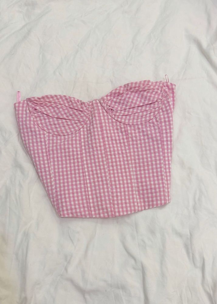 Pink Gingham Corset Top