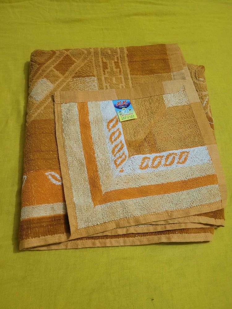 Orange &amp; Beige Striped Bath Towel