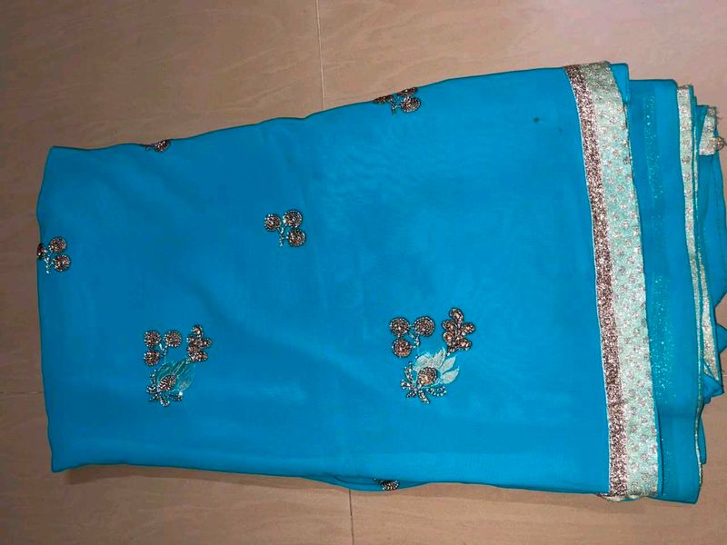 Blue Embellished Saree