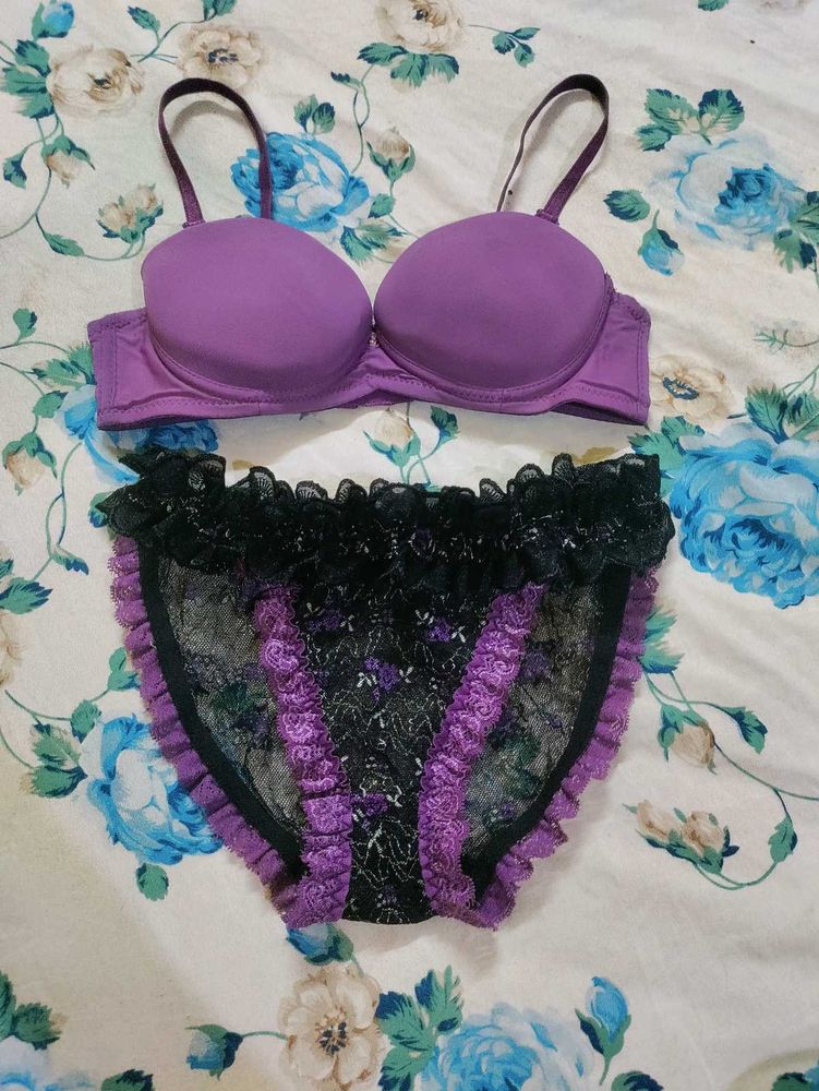 Purple Bra &amp; Lace Panty Set