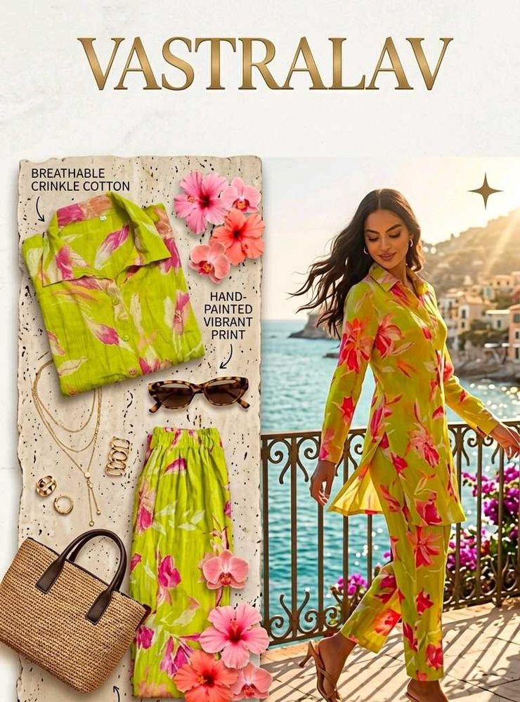 Vastralav Crinkle Cotton Kurta Set