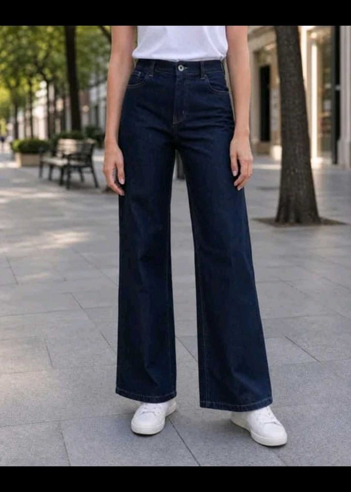 Dark Wash Wide-Leg Jeans