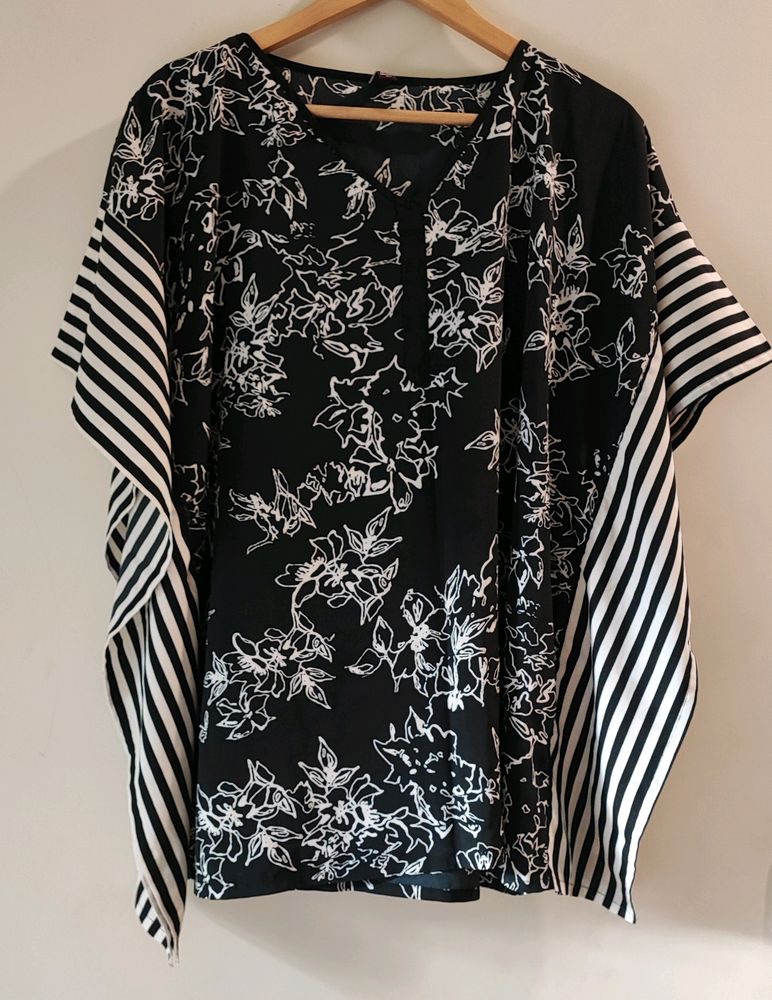 Black N White Kaftan Top