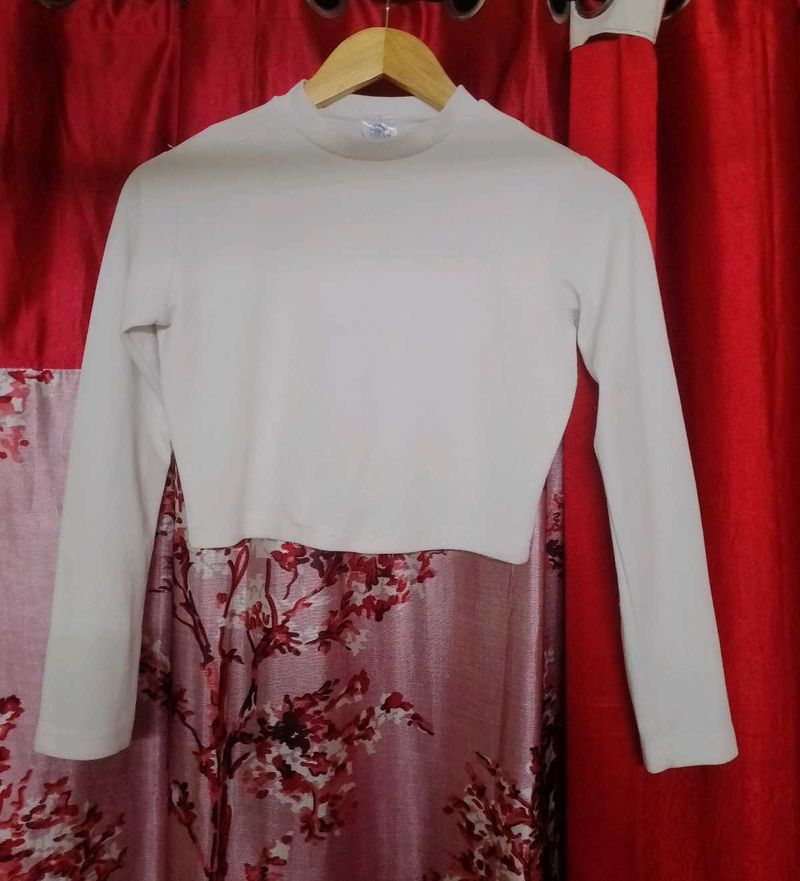 White Mock Neck Cropped Top