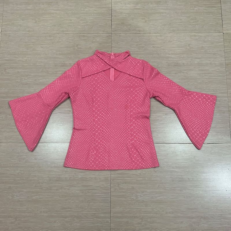 Chic Pink Bell Sleeve Top