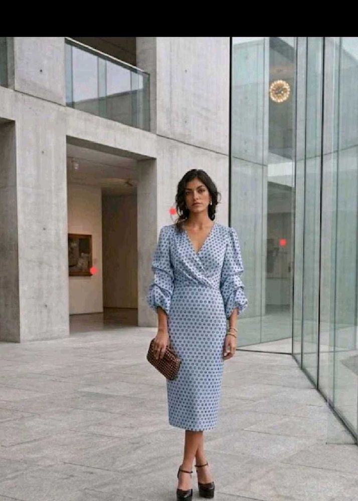 Elegant Polka Dot Wrap Dress
