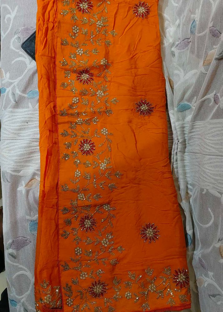 Georgette fabric handwork saree