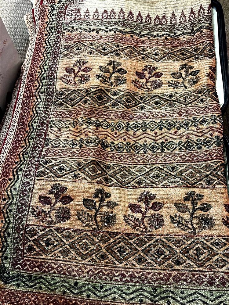 Good Cream Saree with Intricate Border