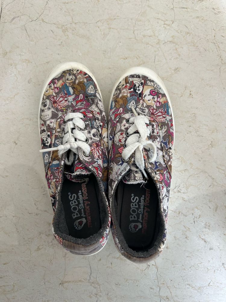 Cute Bob's from Skechers Cartoon Print Shoes