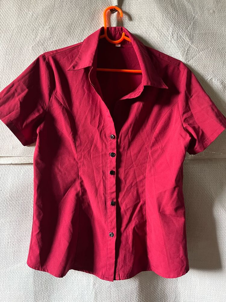 maroon fitted shirt top