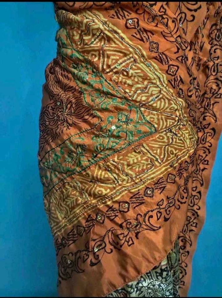 orange pure silk saree
