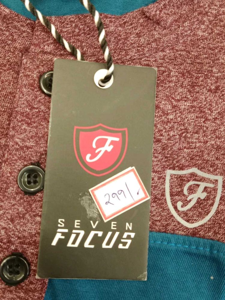 Seven Focus Maroon Textured Shirt