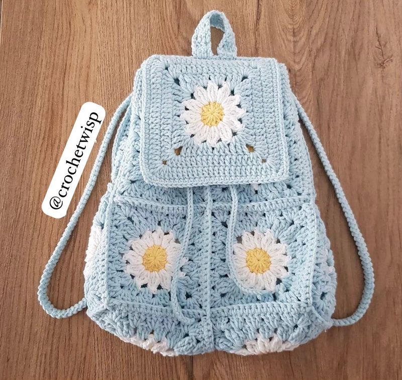 Handmade Daisy Crochet Backpack