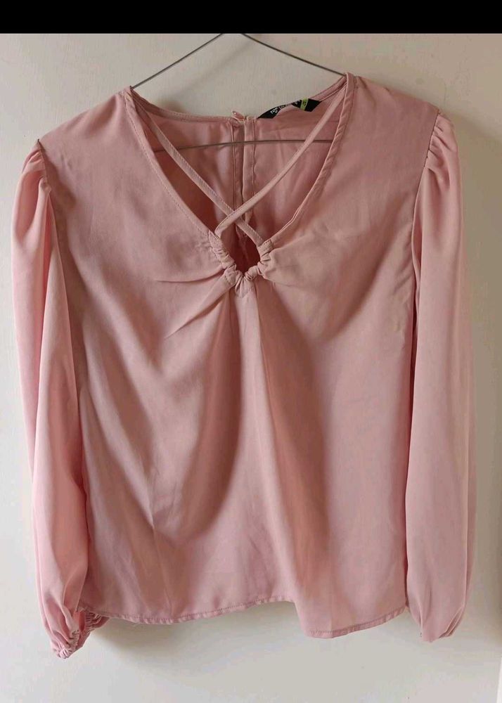 Chic Pink Criss-Cross V-Neck Top