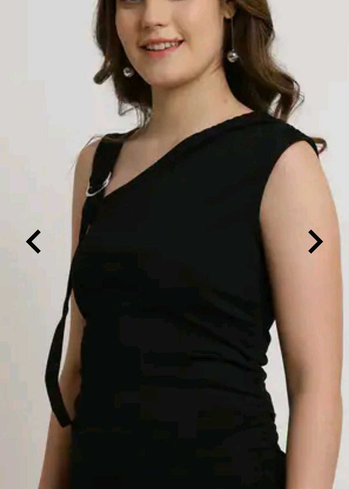 SHEIN Black One-Shoulder Ruched Top
