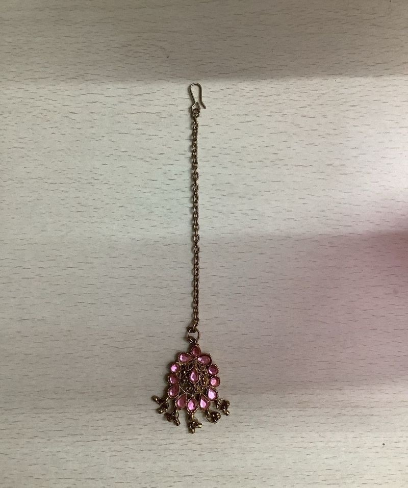 Elegant Pink Maangtika