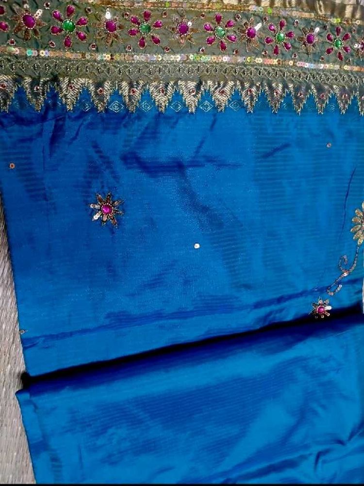 Blue wedding pure kanjeevaram silk saree