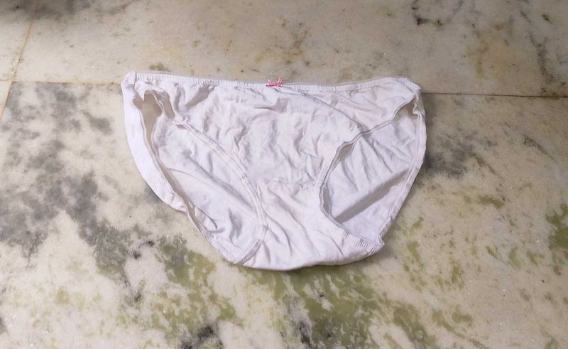 White Cotton Briefs with Pink Bow