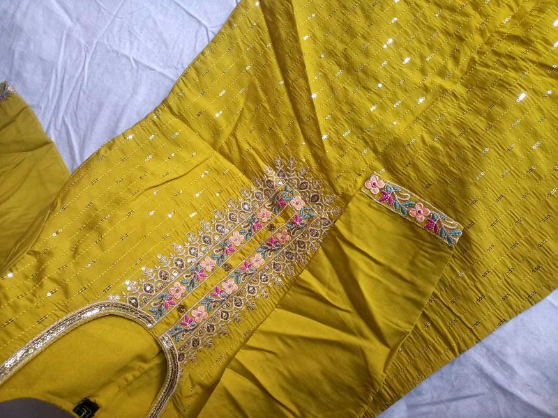 NEW! Yellow kurti pant dupatta set for haldi