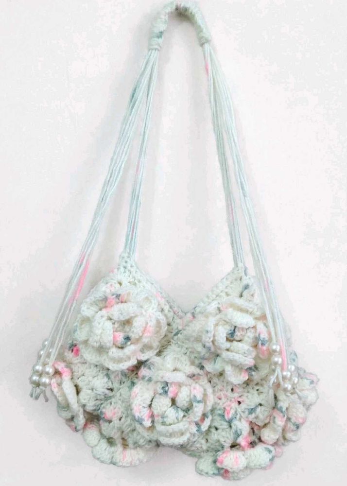Boho Crochet Flower Shoulder Bag