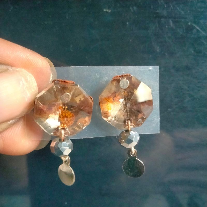 Diamond Cut Stone Earrings