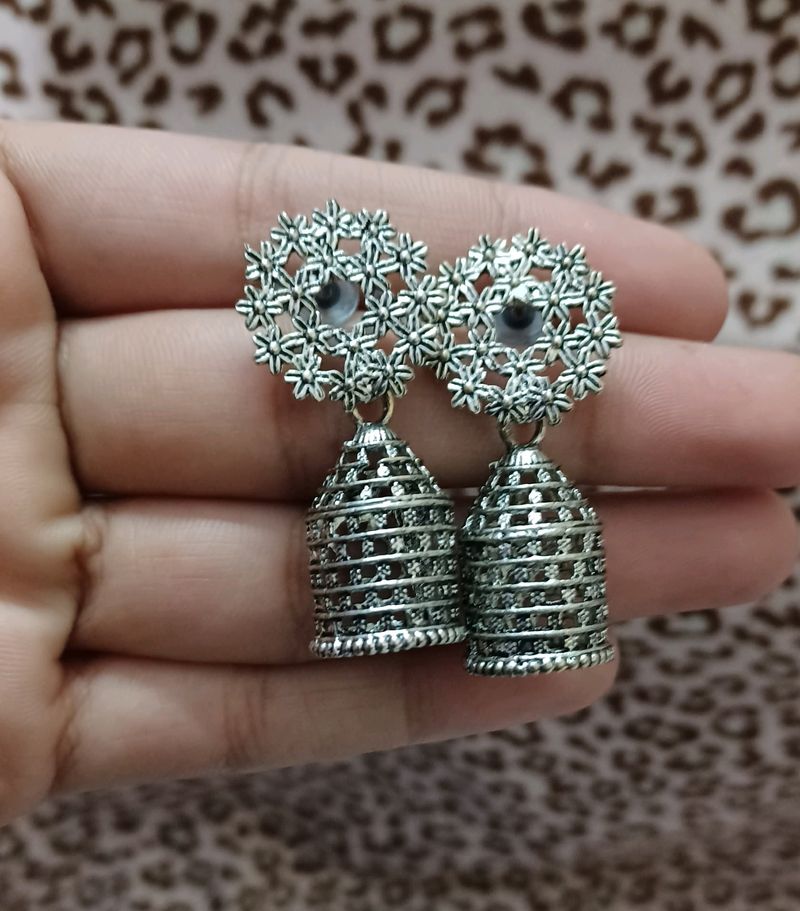 Oxidised Cage Jhumka