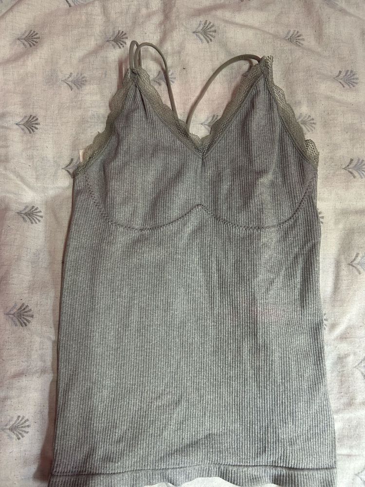 Ribbed Lace Trim Camisole