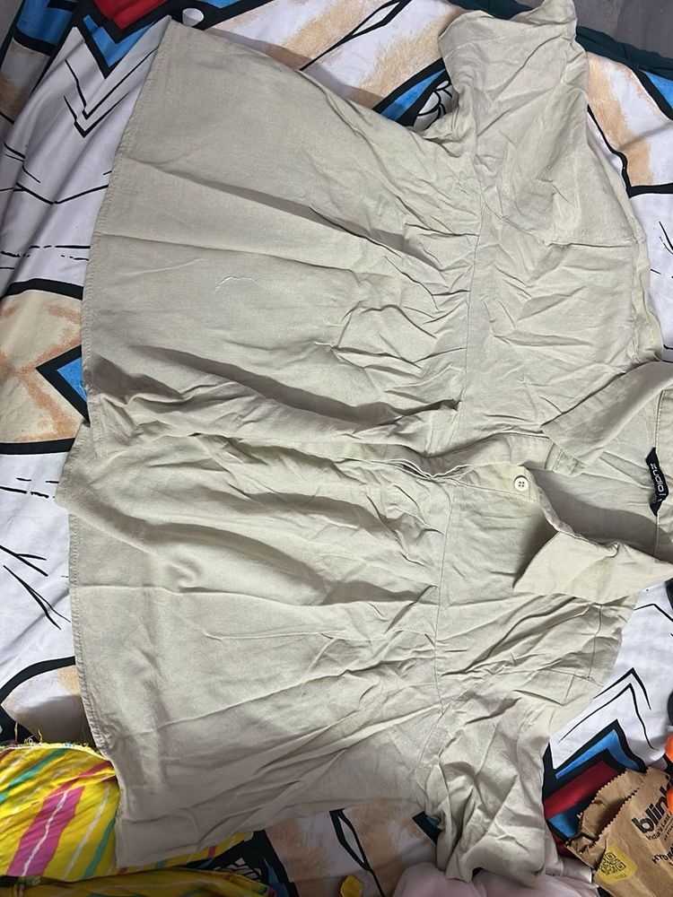 Casual Beige Collared Shirt